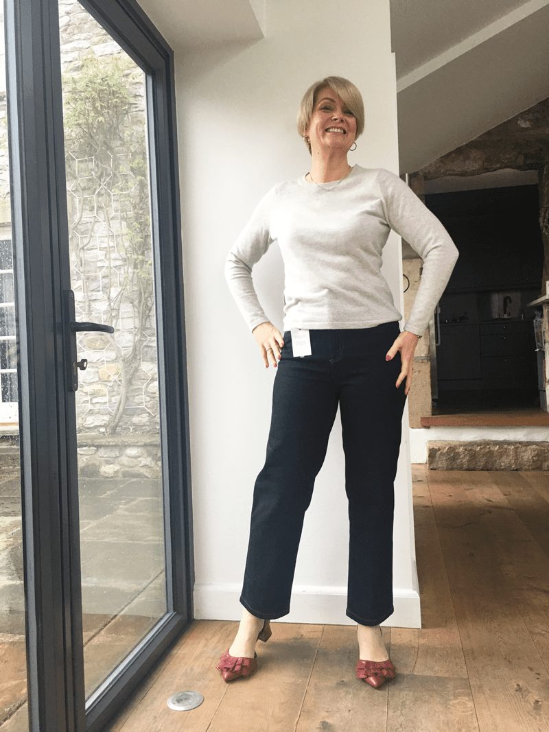 Indigo jeans try-on