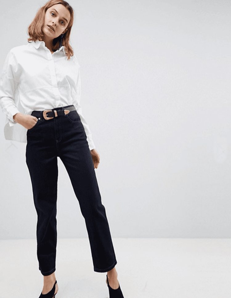 Indigo jeans try-on